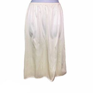 Vintage 80s Womens S Ivory Half Slip Lace Trim Elastic Back Slit